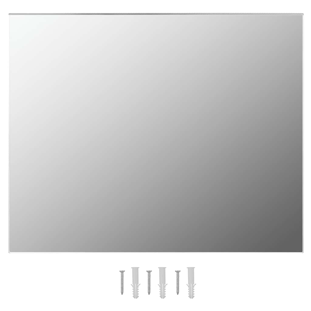 Wall Frameless Mirror With Led Lights Rectangular Glass